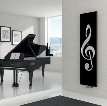 Design radiator with mirror motif up to 2400 watts Notestyle